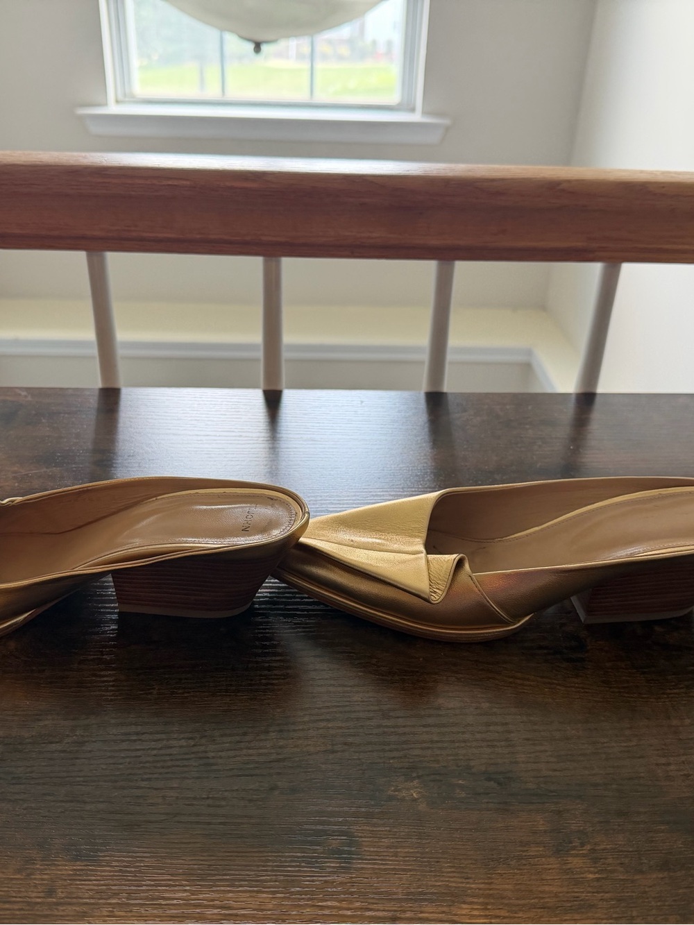 St. John Metallic Gold Pointed-Toe Slip-On Mules - Picture 3 of 5